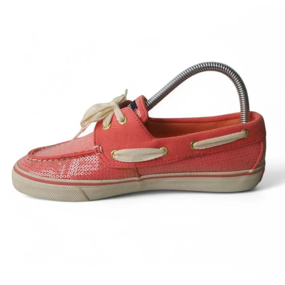 Sperry Top Sider Biscayne Sequin Boat‎ Shoes Orange 9688656 Women's 7.5M